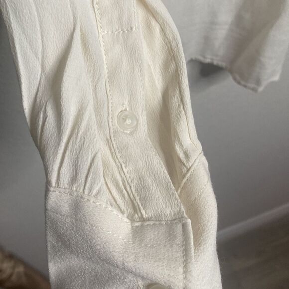 NWT Women Sheer Off White Button Down Long Sleeve Blouse Top Size XXL Office - Picture 13 of 13